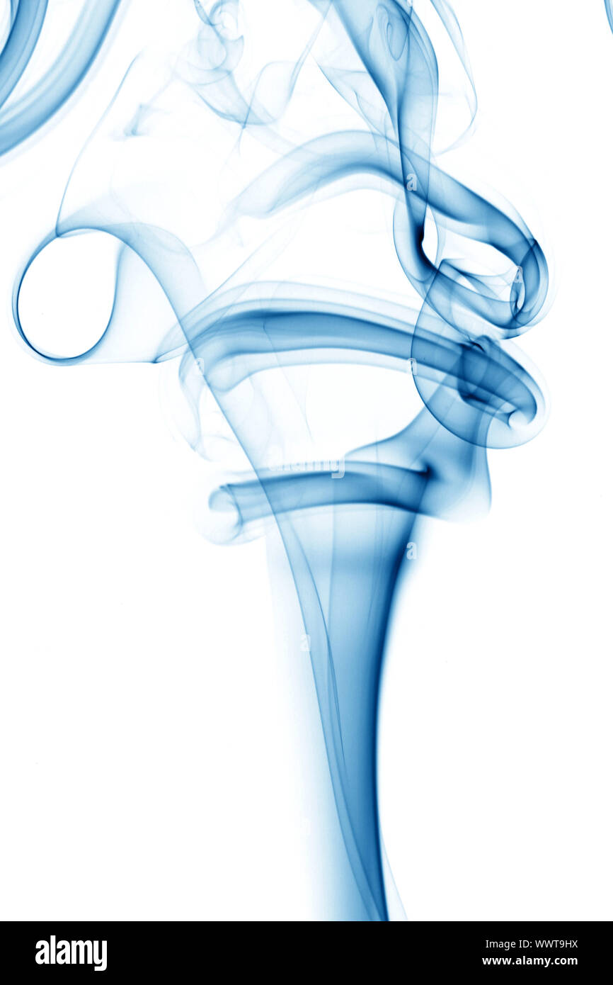blue smoke on white background Stock Photo - Alamy