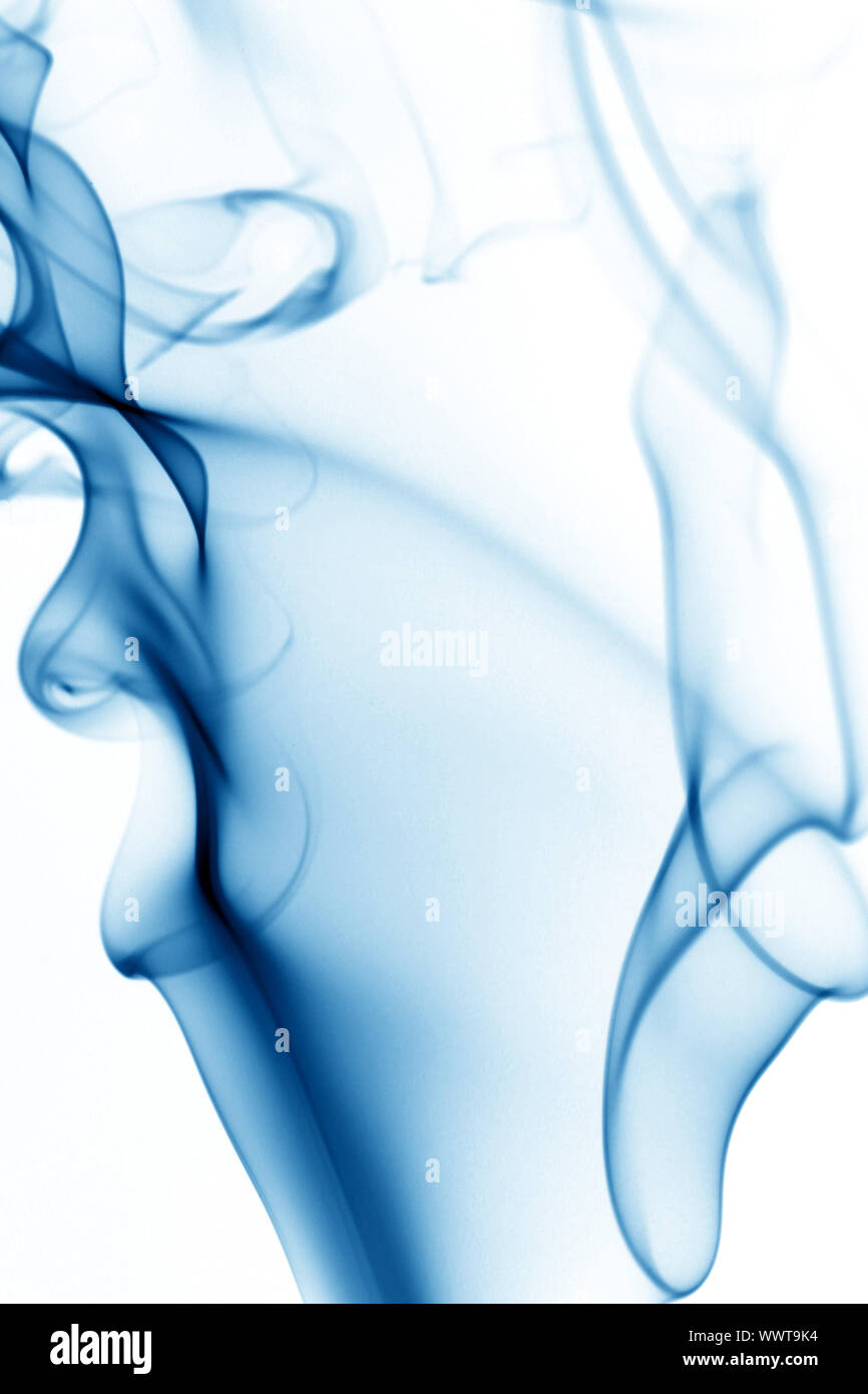 blue smoke on white background Stock Photo - Alamy