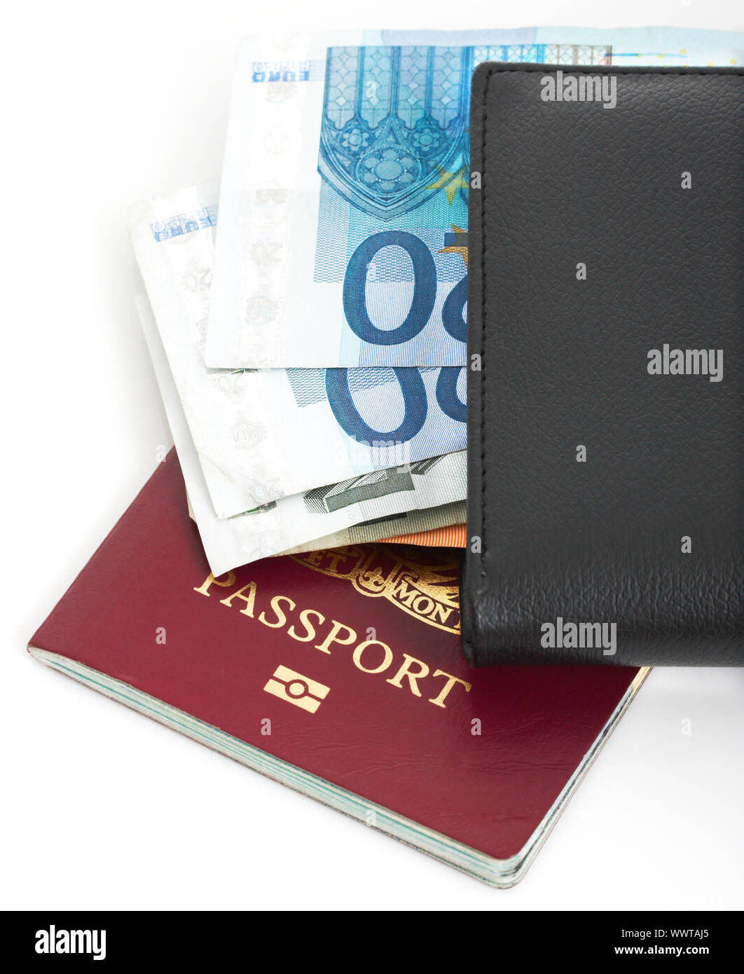 Passport And Euros In A Wallet Ready For Trip Abroad Stock Photo - Alamy
