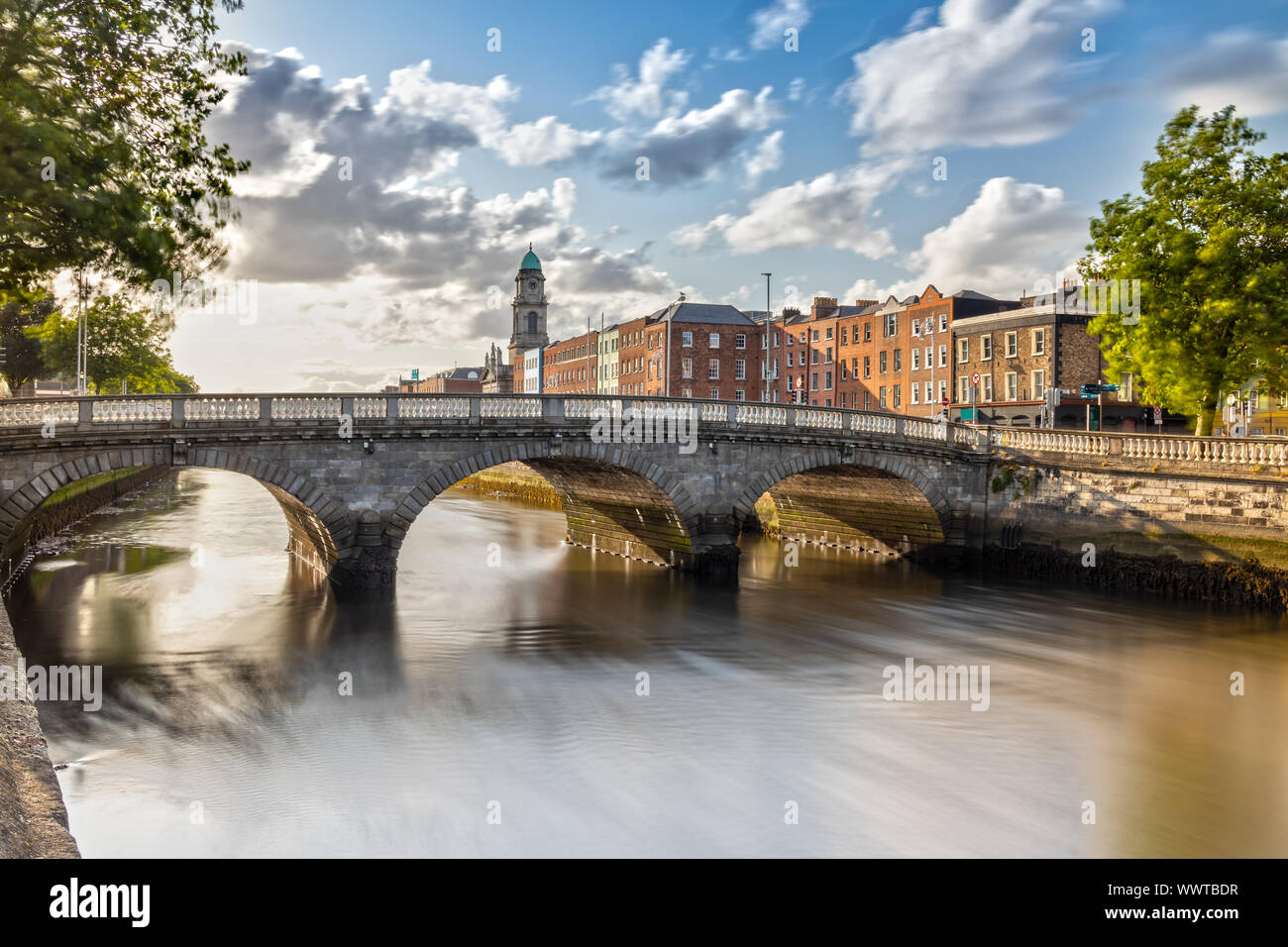 Saint Paul's Church and the River Liffey in Dublin, Ireland Stock Photo