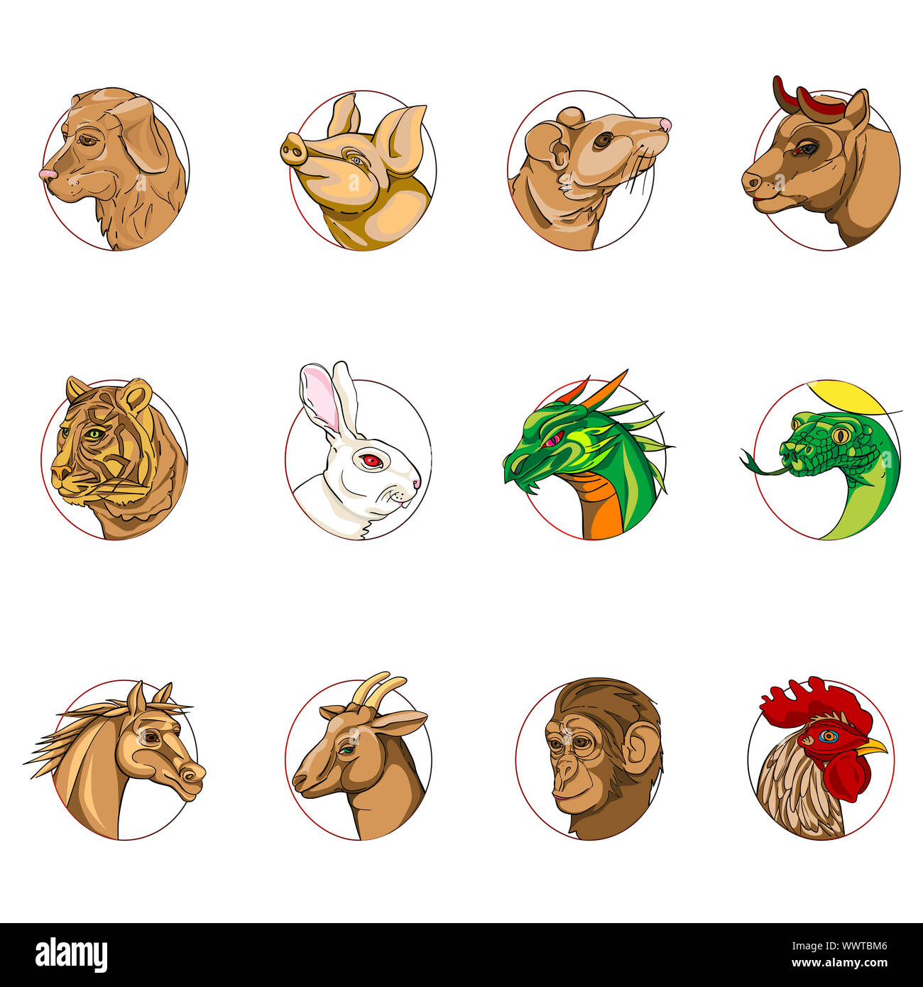 Chinese zodiac signs Cut Out Stock Images & Pictures - Alamy