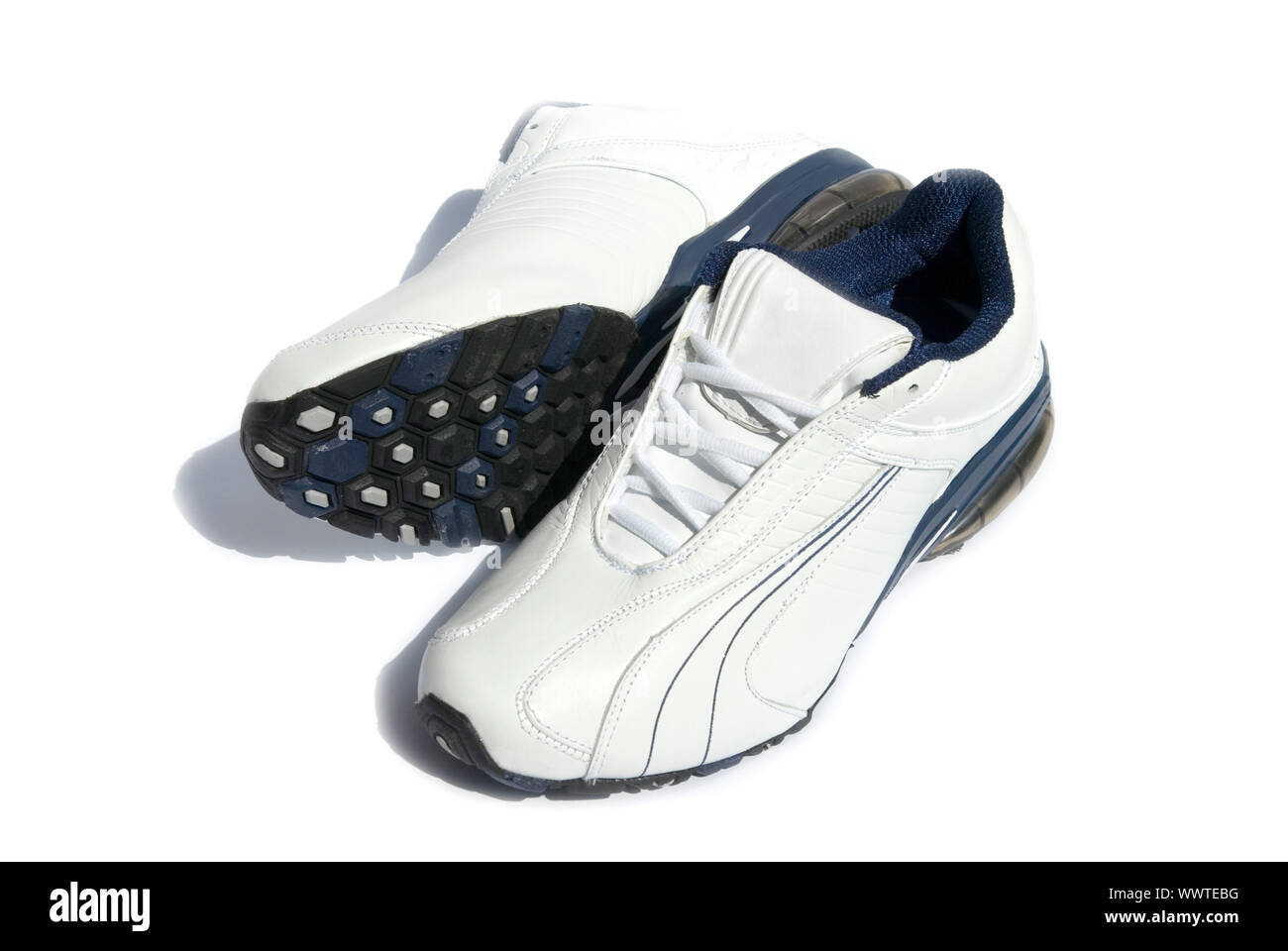 A pair of men's running shoes on white Stock Photo - Alamy