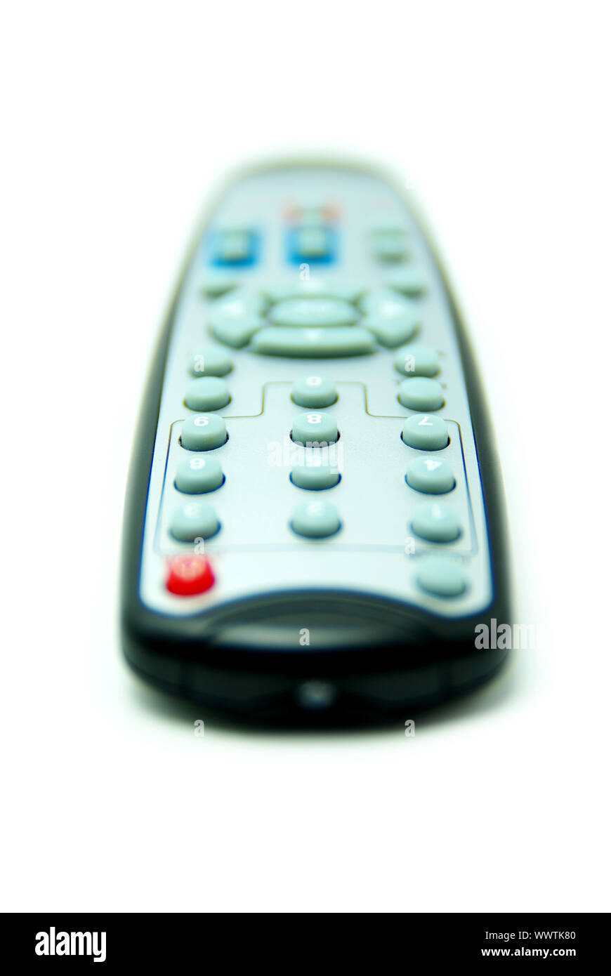 TV remote control isolated on white background Stock Photo - Alamy