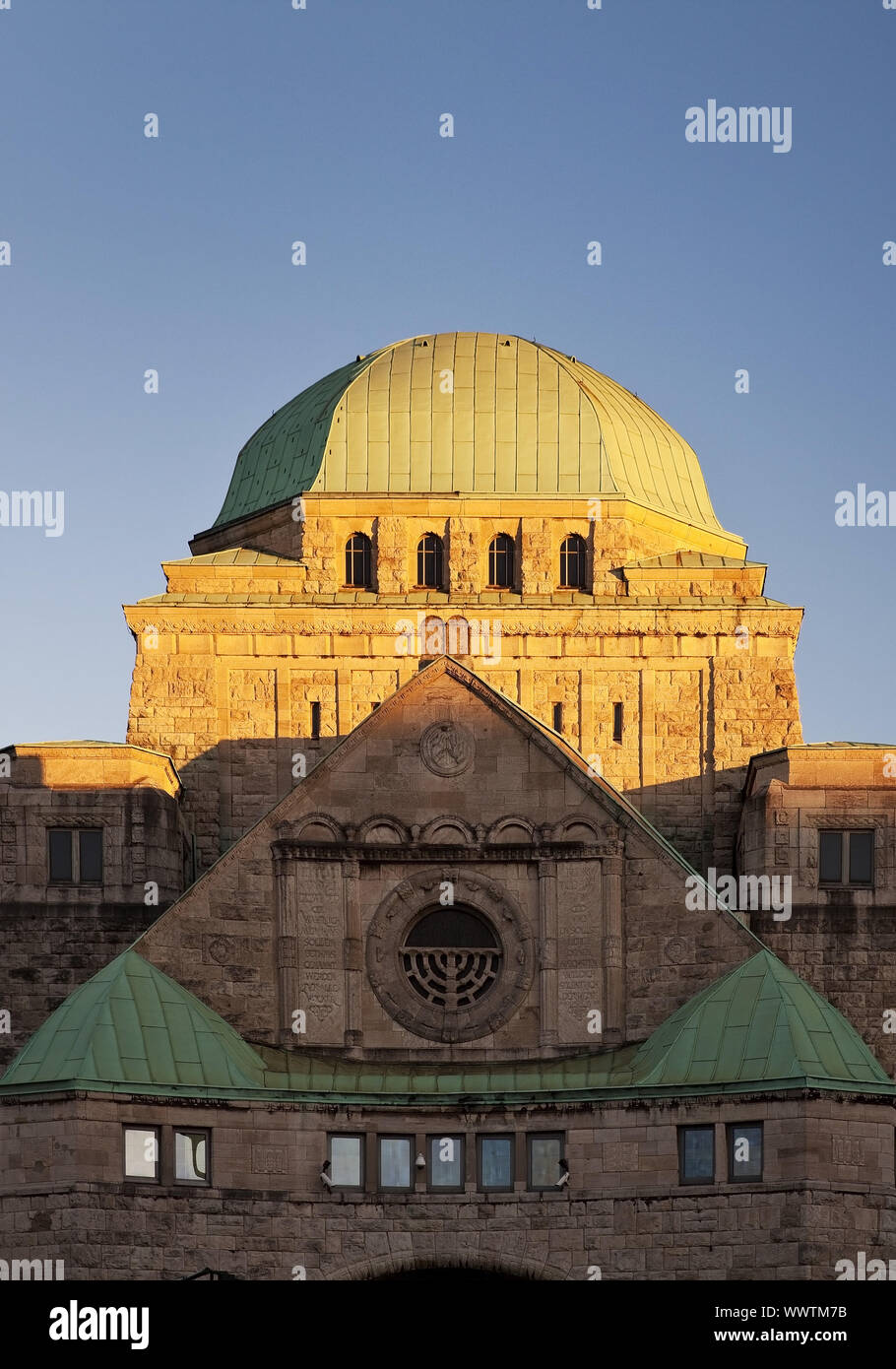 old synagouge of Essen in evening sun, Essen, North Rhine-Westphalia, Germany, Europe Stock Photo