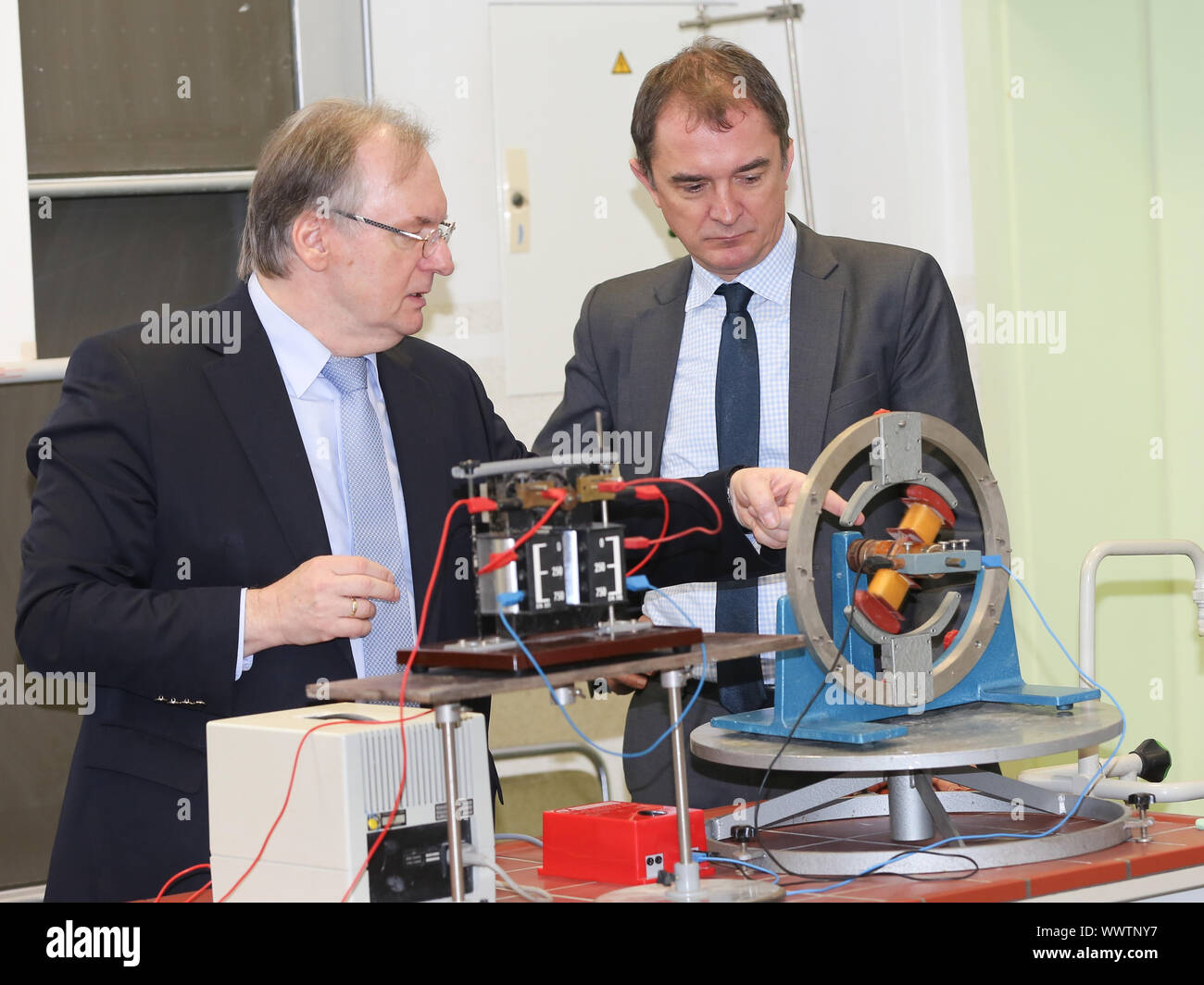 Minister of Education of Saxony-Anhalt Marco Tullner and Prime Minister of Saxony-Anhalt Dr.Haseloff Stock Photo