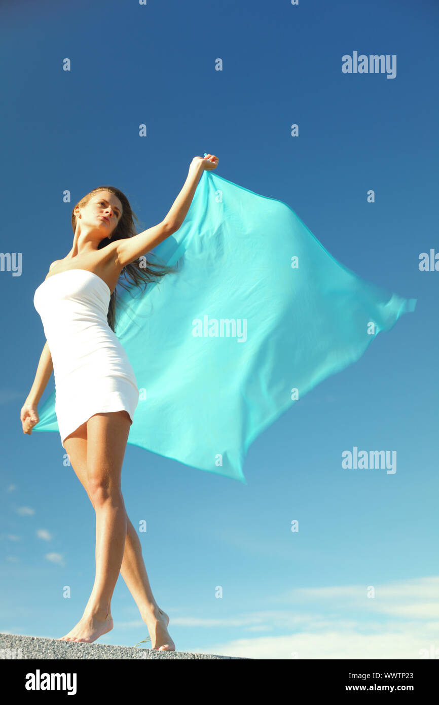 fly girl in the sky freedom concept Stock Photo Alamy