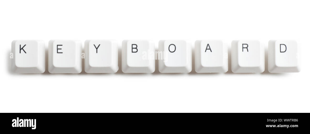 Keyboard word written with computer buttons over white background Stock