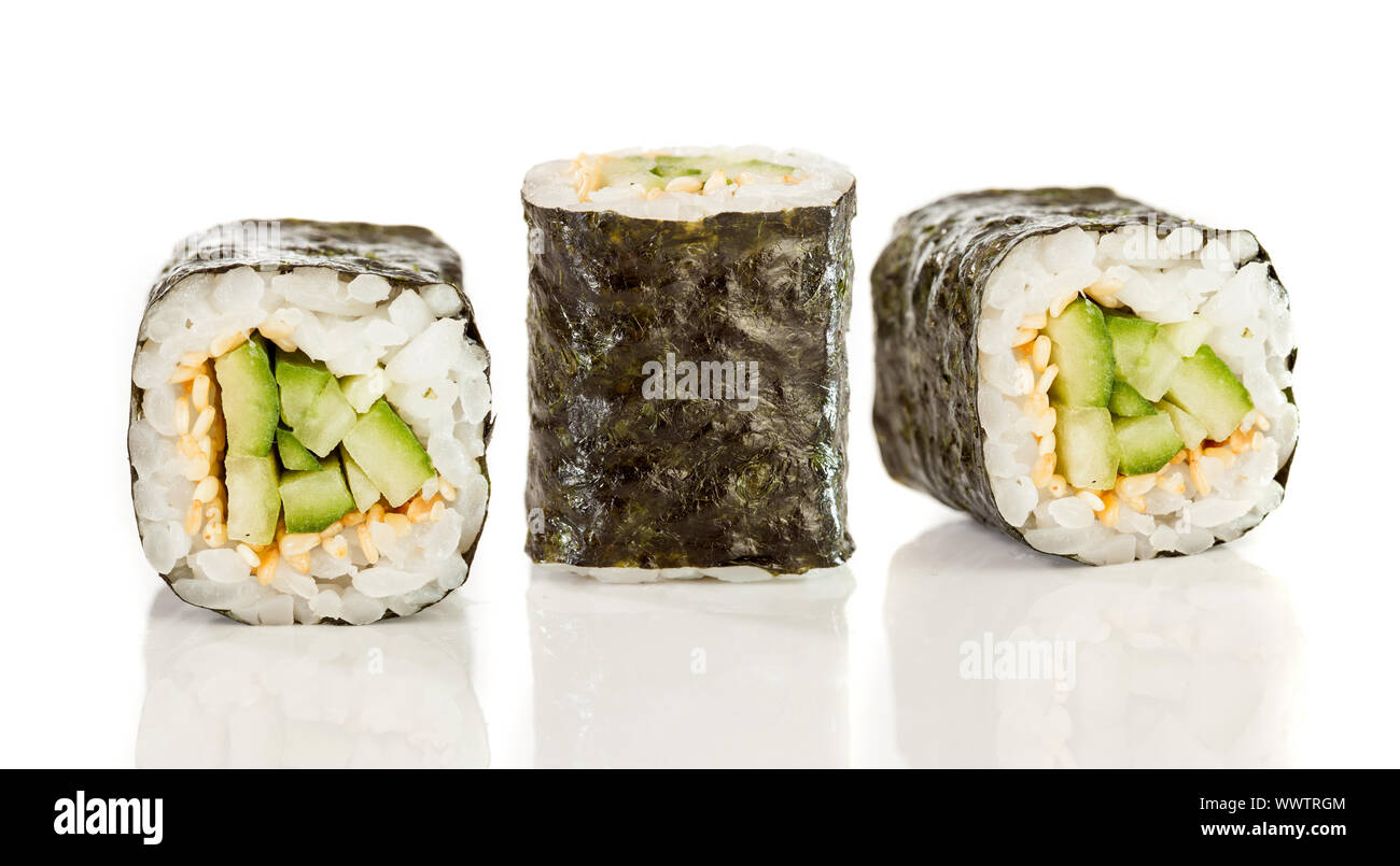 Kappa maki roll. Sushi Roll on a white Stock Photo - Alamy