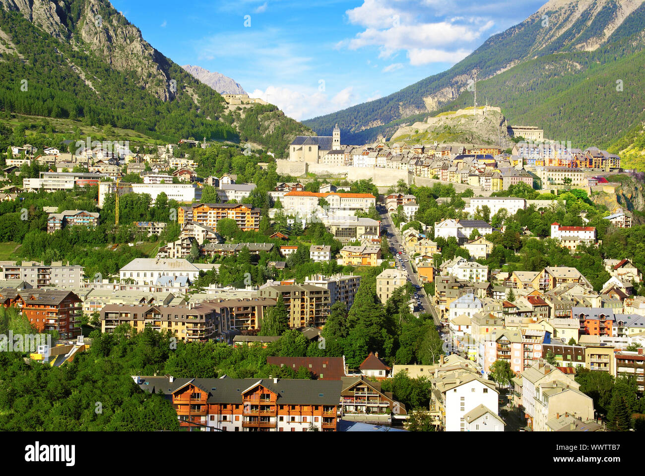 City of Briançon in the Alps en France. Stock Photo