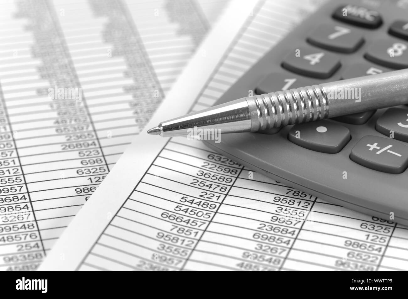 Calculation sheet Black and White Stock Photos & Images - Alamy