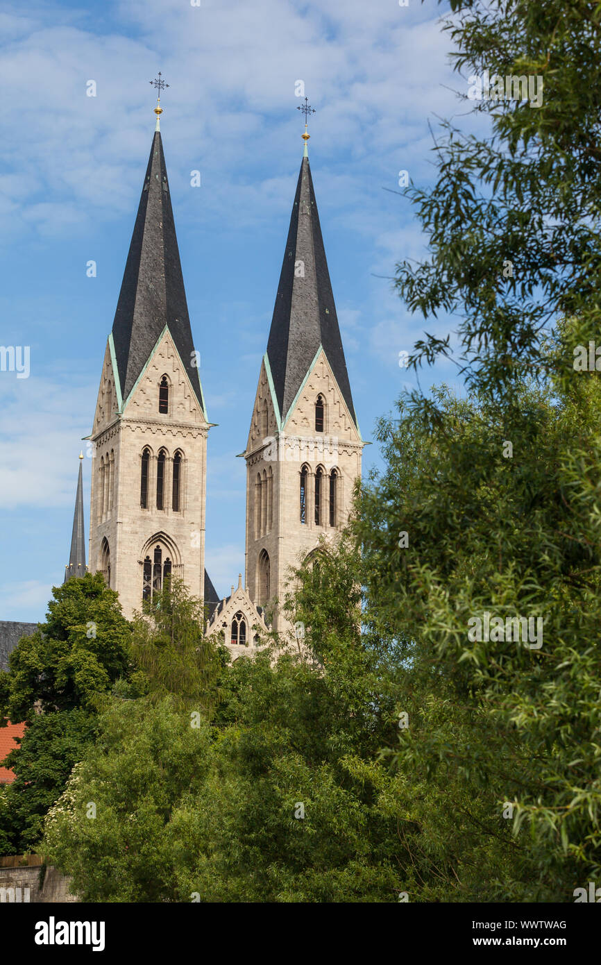 Church Towers Halberstadt Cathedral Stock Photo