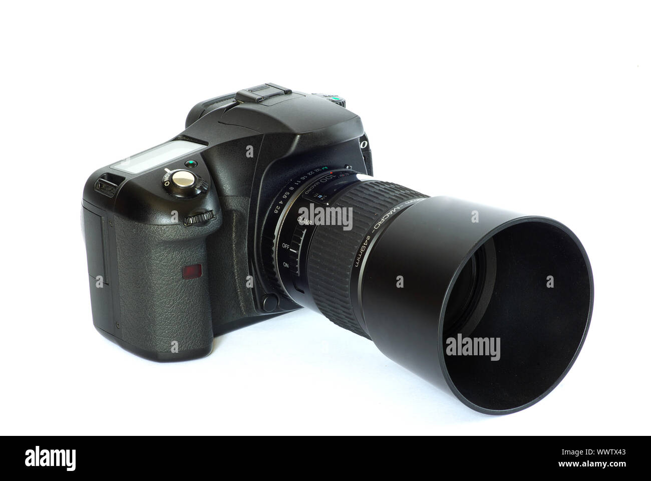 black digital camera isolated on white Stock Photo - Alamy