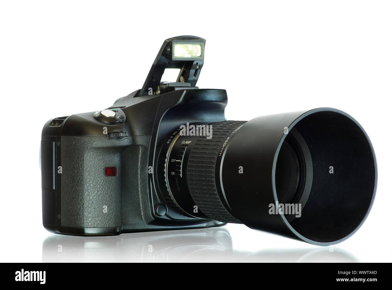 black digital camera isolated on white Stock Photo - Alamy