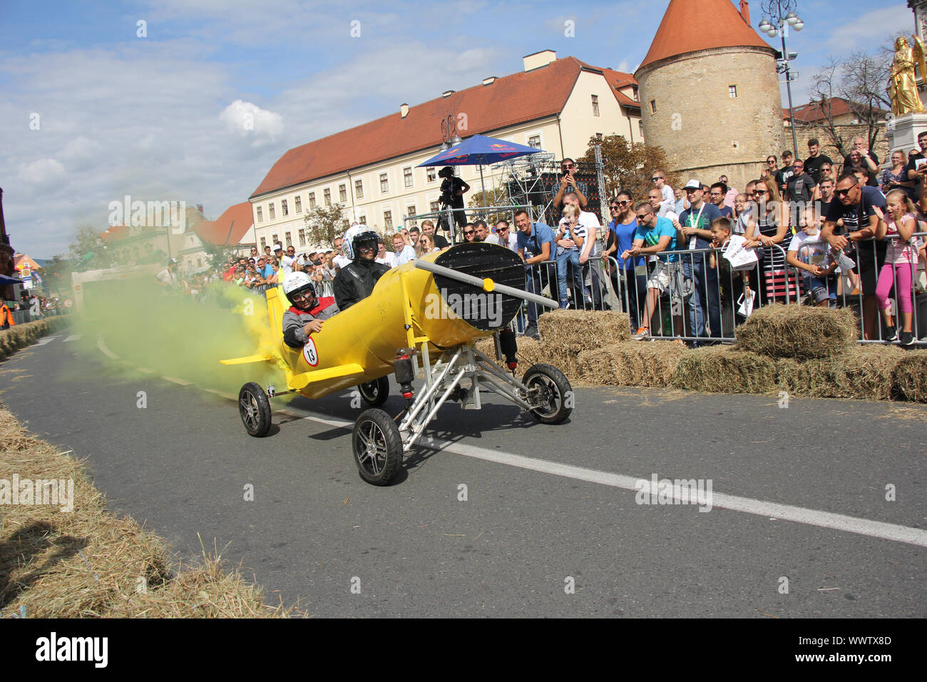 Zagreb, Croatia - September 14, 2019: Zagreb Red Bull Soapboax Race, funny free outdoor event Stock Photo