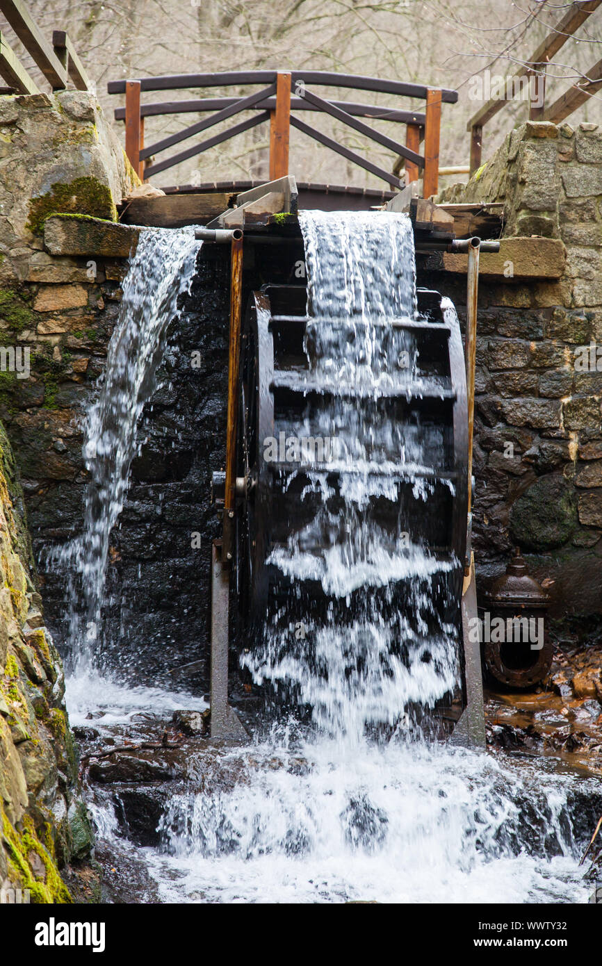 Water wheel in the spa park Bad Suderode Stock Photo