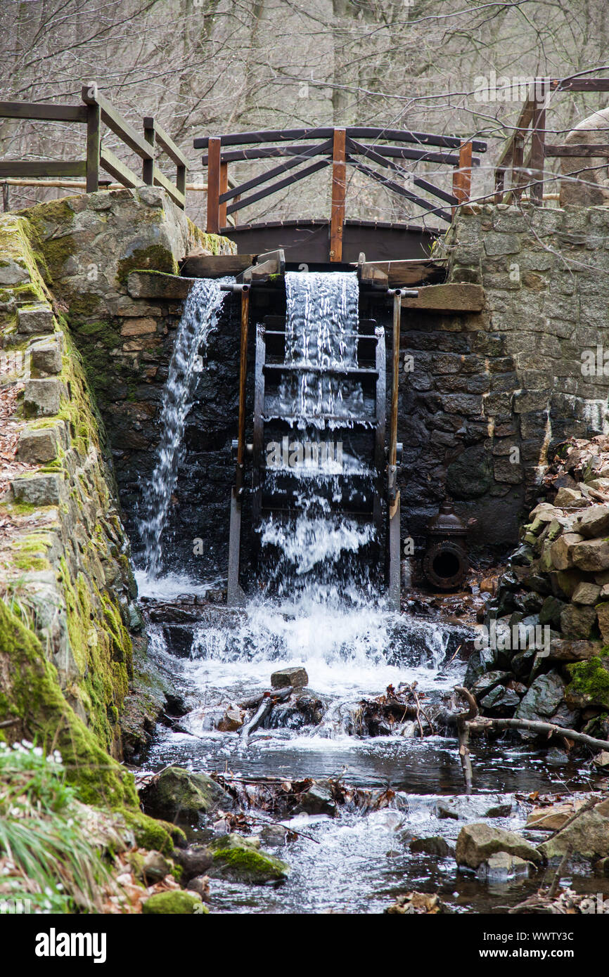 Water wheel in the spa park Bad Suderode Stock Photo