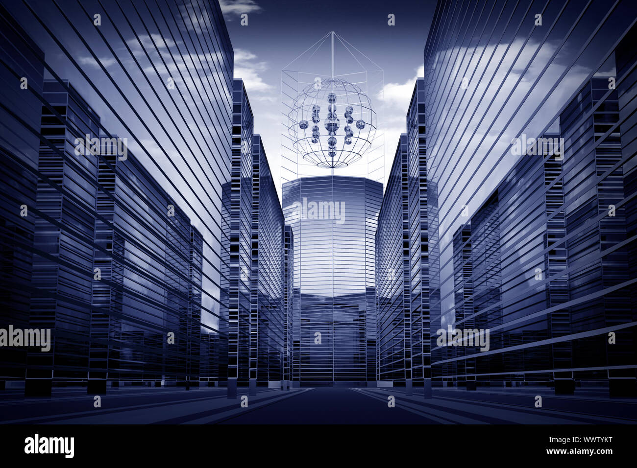 scrapers abstract business concept 3d background Stock Photo - Alamy