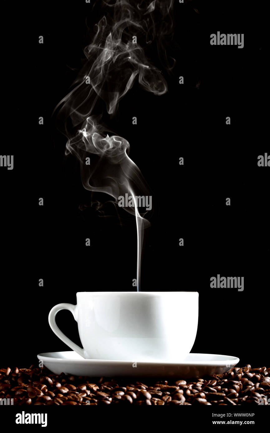 coffee background aroma and beans on black Stock Photo - Alamy