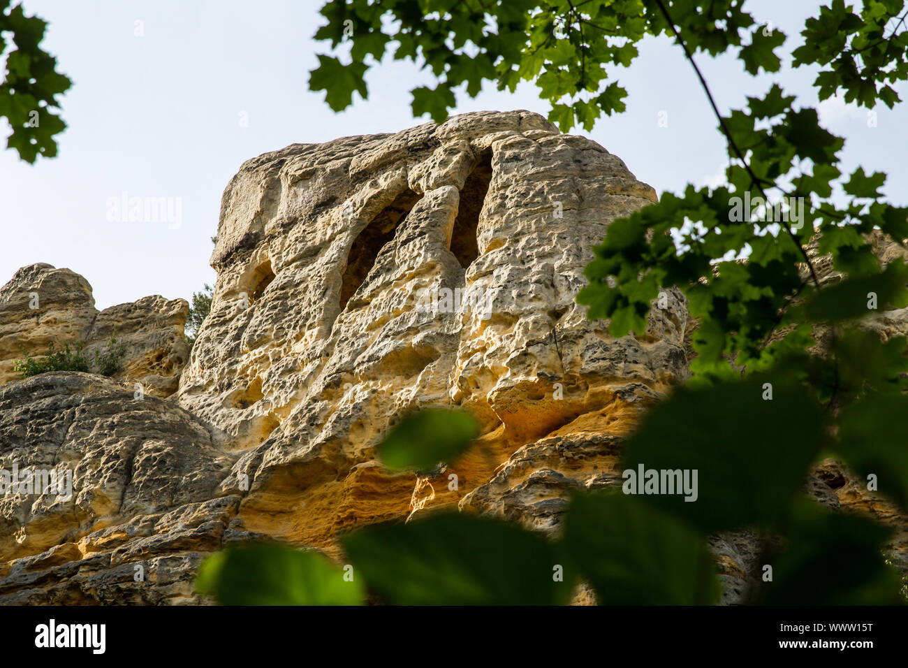 Sandstone rocks near Halberstadt in the Harz Mountains Stock Photo