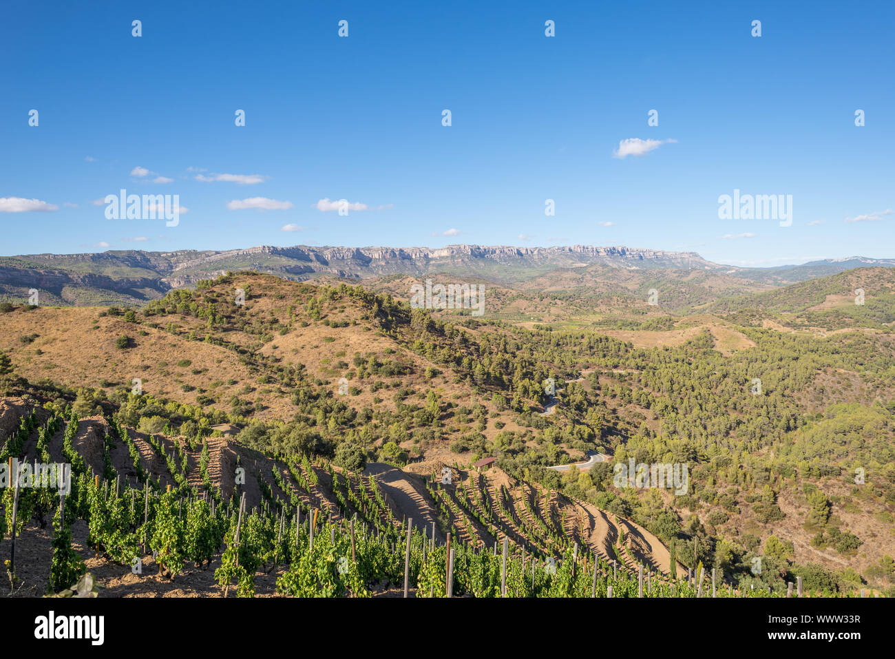 View to the natural park Serra de Montsant, Catalonia, Spain Stock Photo