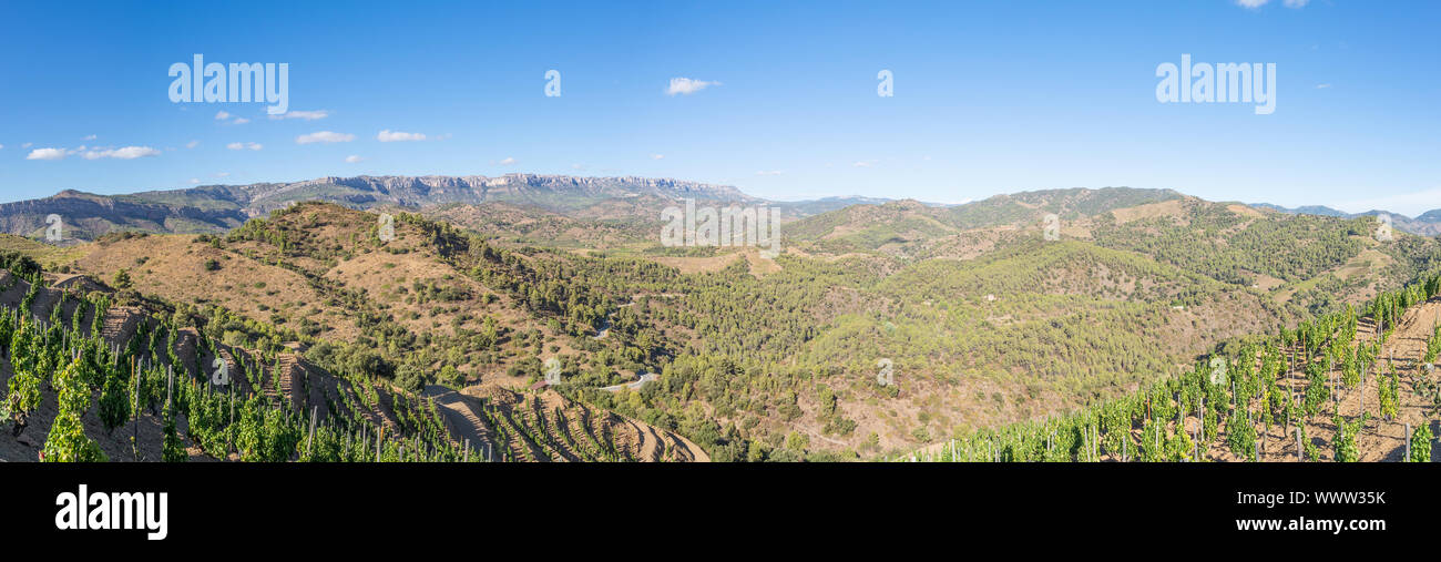 View to the natural park Serra de Montsant, Catalonia, Spain Stock Photo
