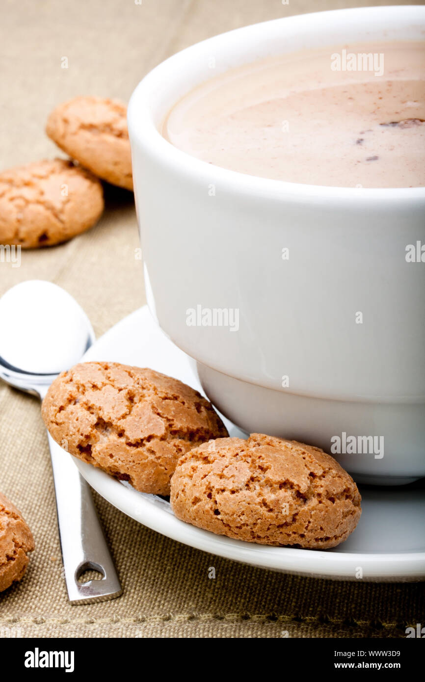 amaretti biscuits and cappuccino Stock Photo