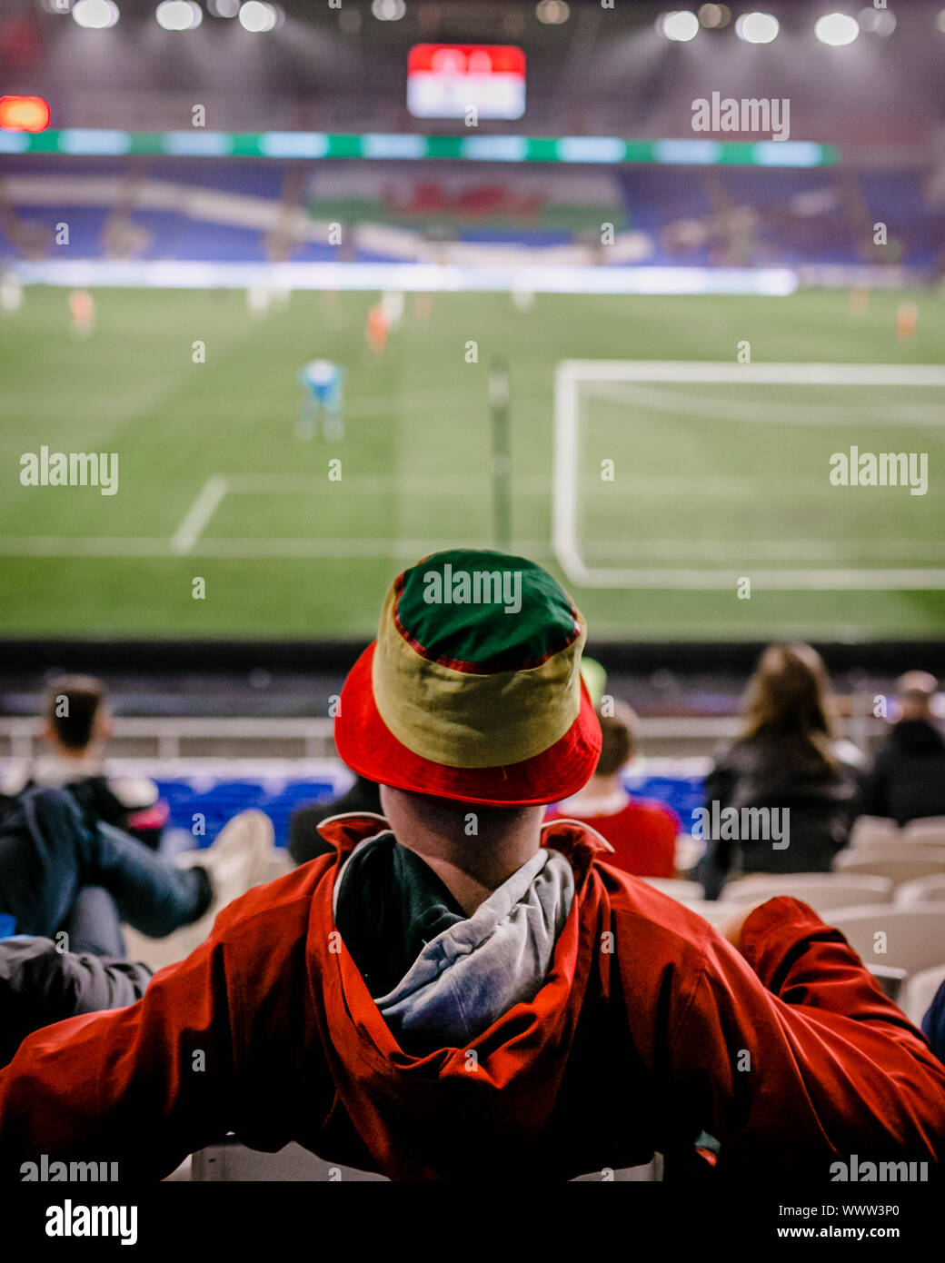 Welsh Football Fan Culture - The Red Wall - Fans Wearing bucket hats, Wales  vs Belarus, Monday 9 September 2019, Cardiff City Stadium, Wales Stock  Photo - Alamy