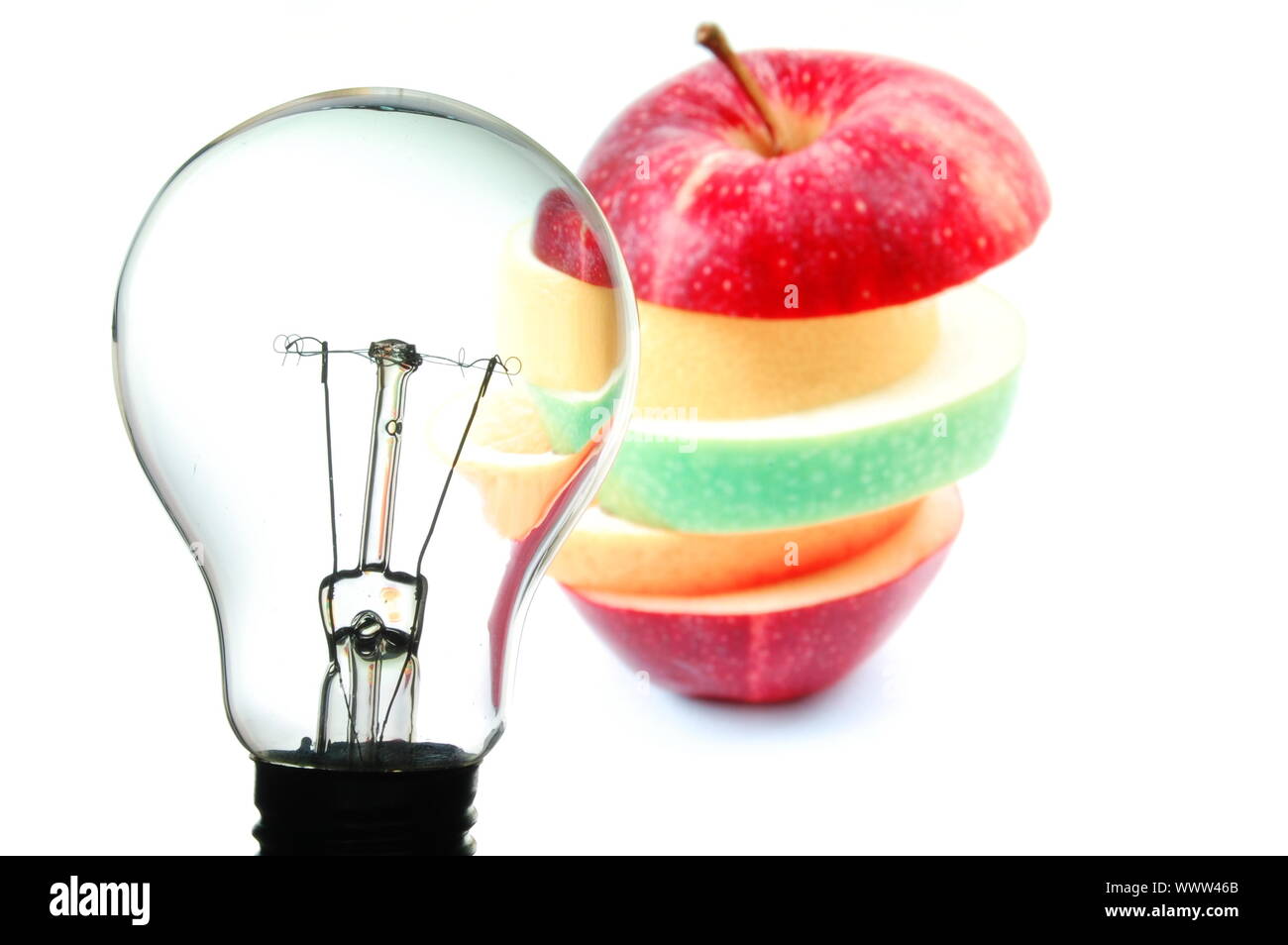 bulb and fruit showing concept of healthy food Stock Photo Alamy