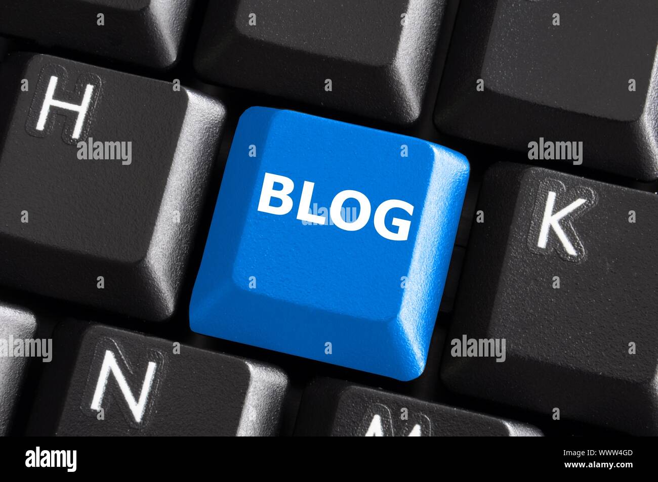 blue internet blog concept with button on computer keyboard Stock Photo