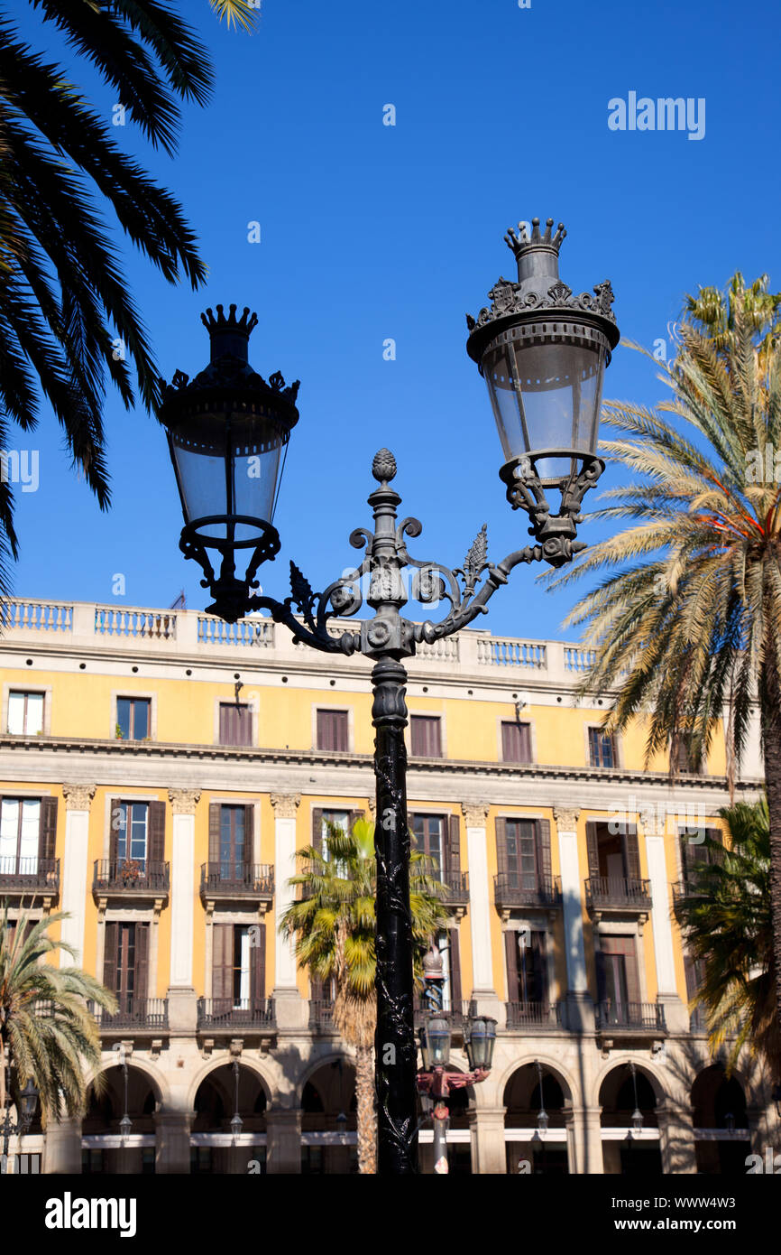 Barcelona Plaza Real Placa Reial square with archs arcade Stock Photo