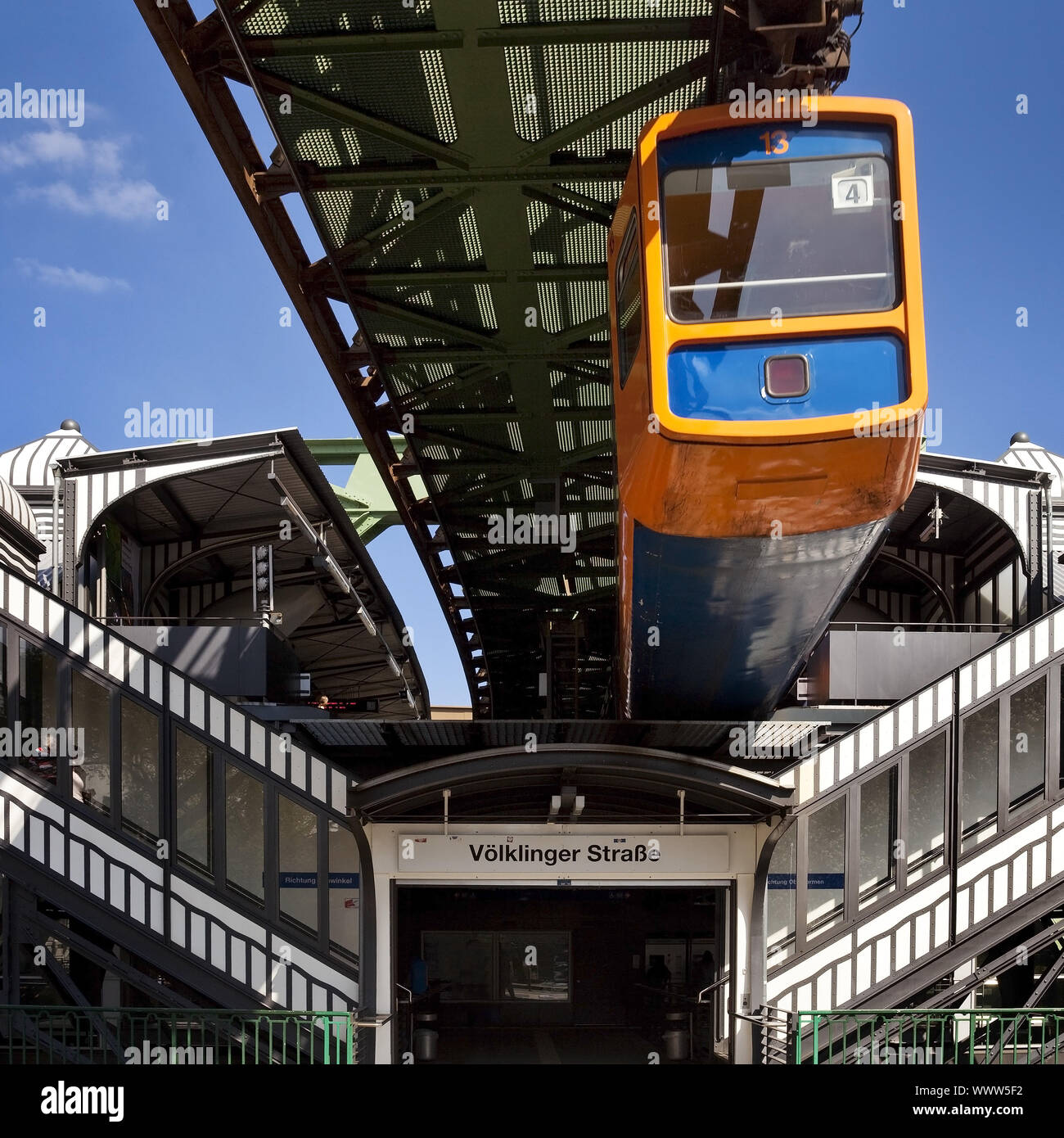 Suspension Railway at station Voelklinger Strasse, Wuppertal, North Rhine-Westphalia, Germany Stock Photo