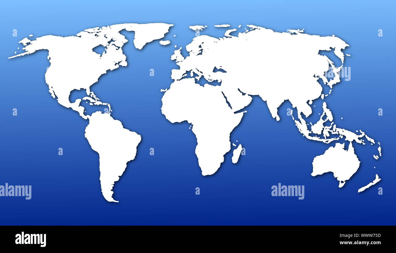 global economy concept with world map in blue Stock Photo - Alamy