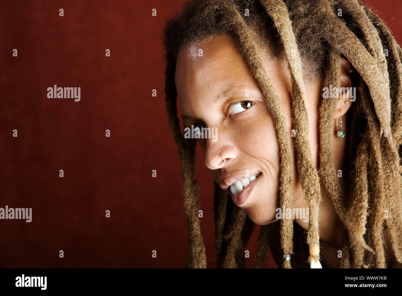 Pretty African American Woman with Hair in Dreadlocks Stock Photo - Alamy