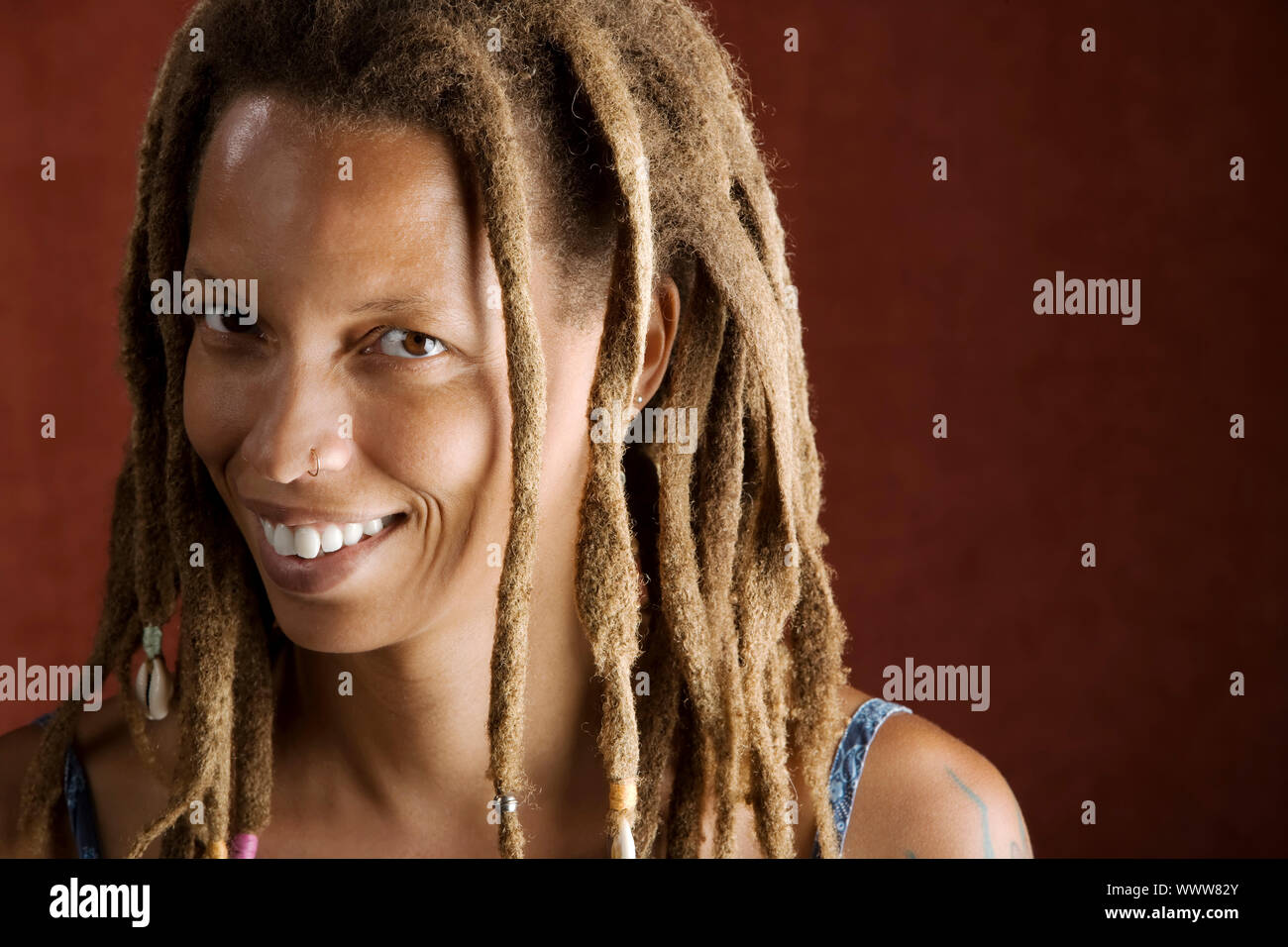 Pretty African American Woman with Hair in Dreadlocks Stock Photo - Alamy