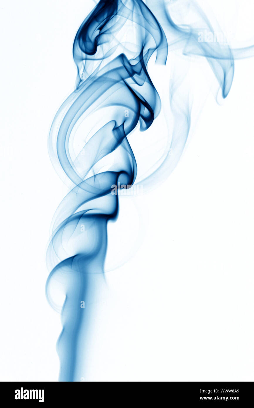 blue smoke on white background Stock Photo - Alamy