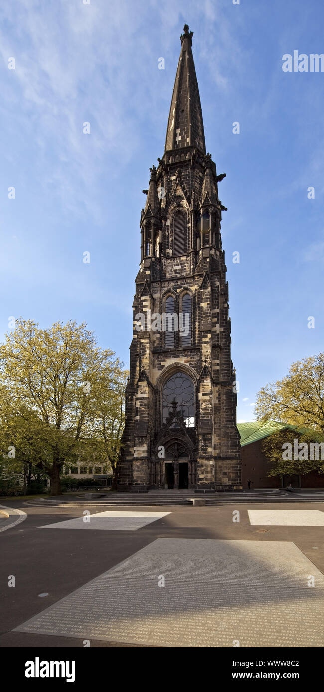 church Christuskirche with the square Platz des europaeischen Versprechens, Bochum, Germany Stock Photo