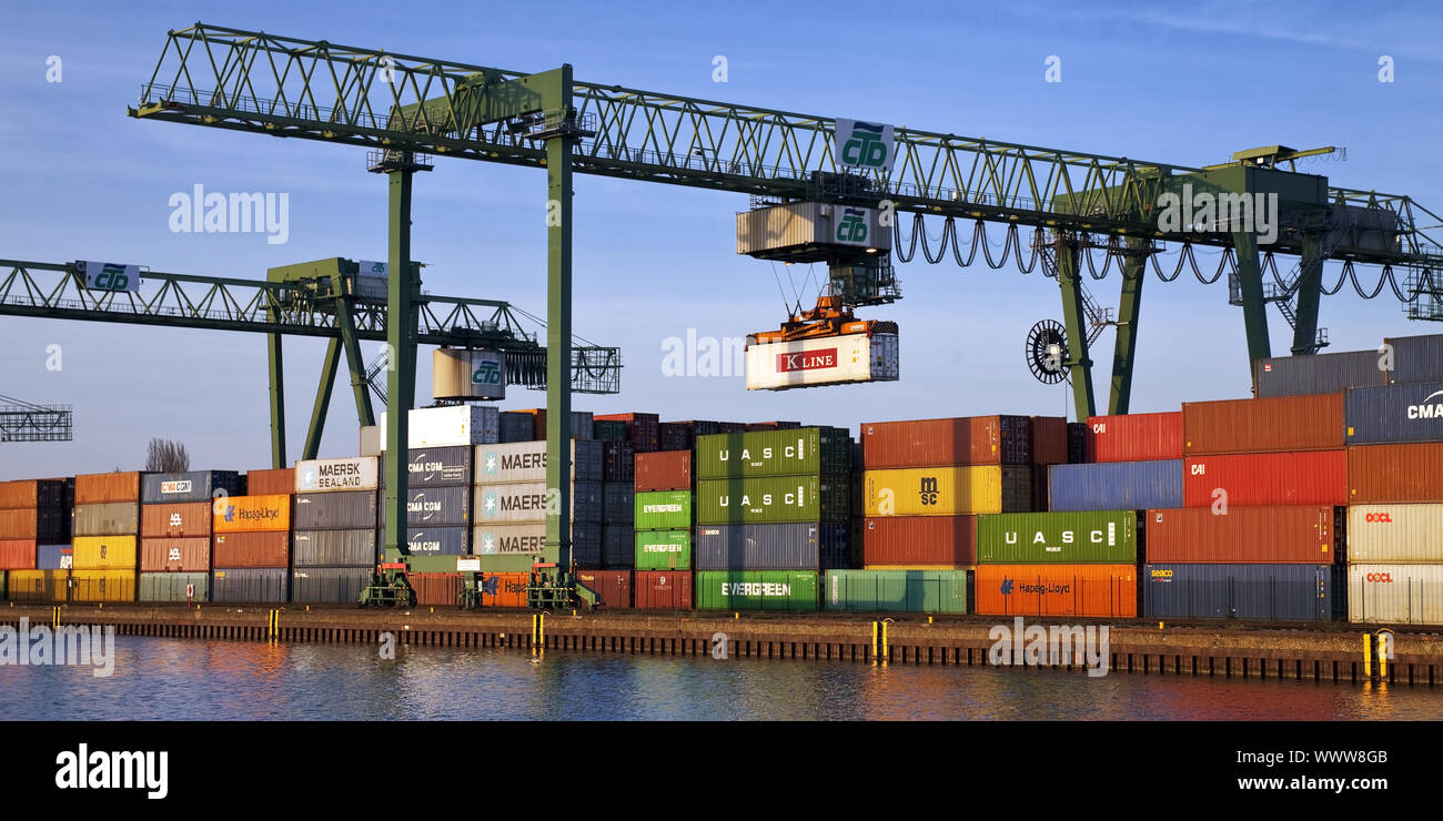 container harbour, Dortmund, Ruhr Area, North Rhine-Westphalia, Germany, Europe Stock Photo