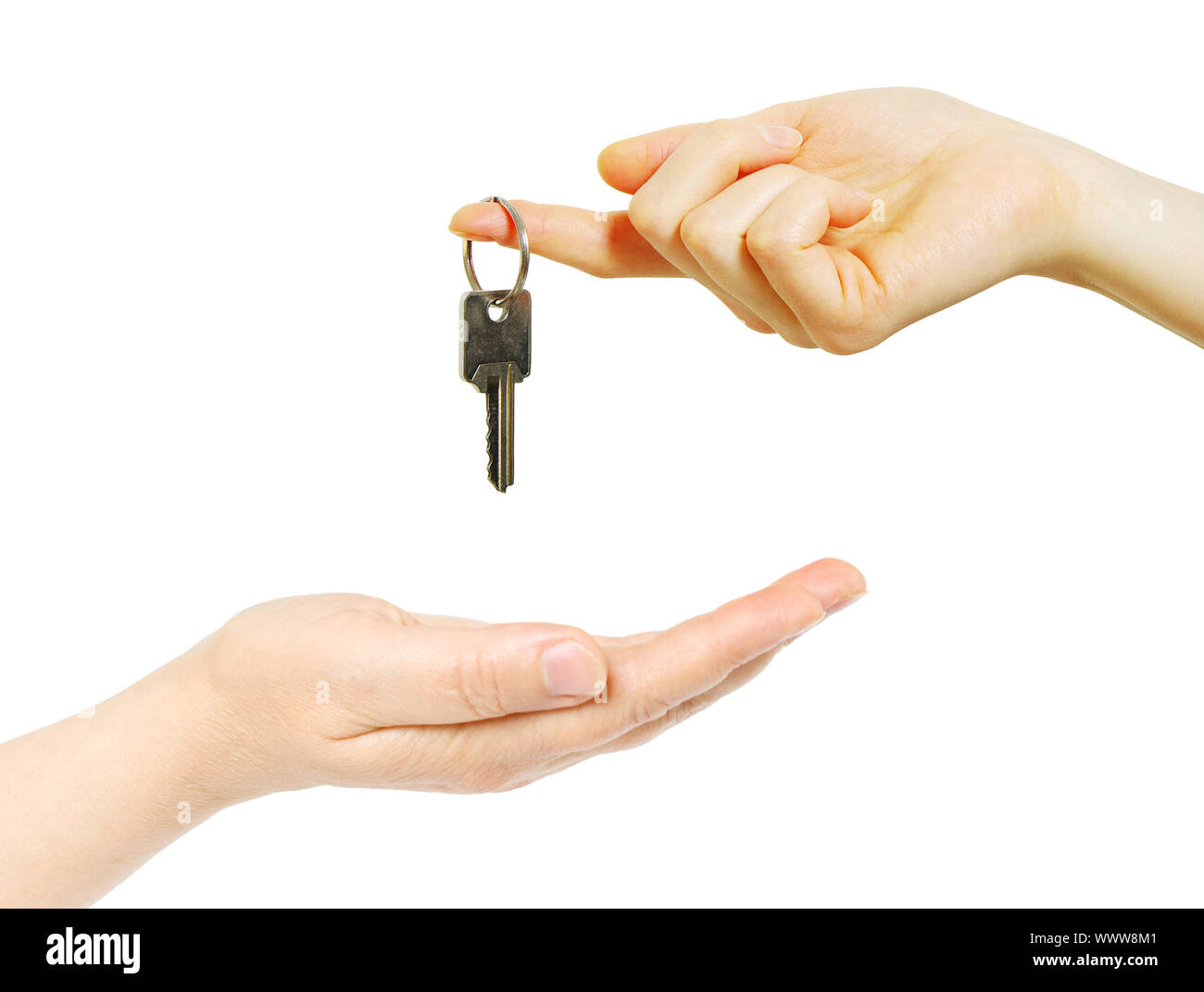 hand holds a key isolated on white Stock Photo - Alamy