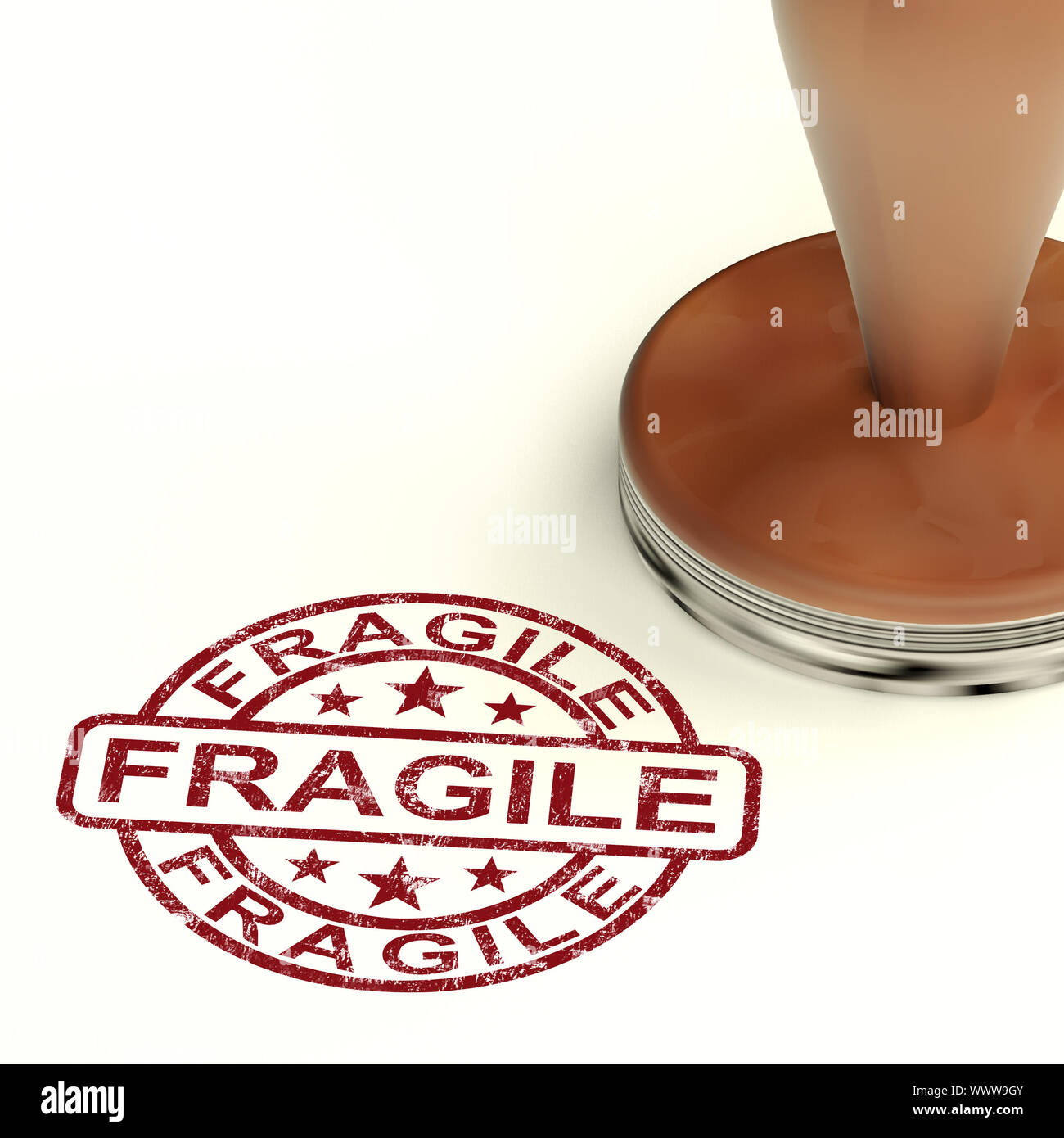 Fragile Stamp Shows Breakable Products For Delivery Stock Photo