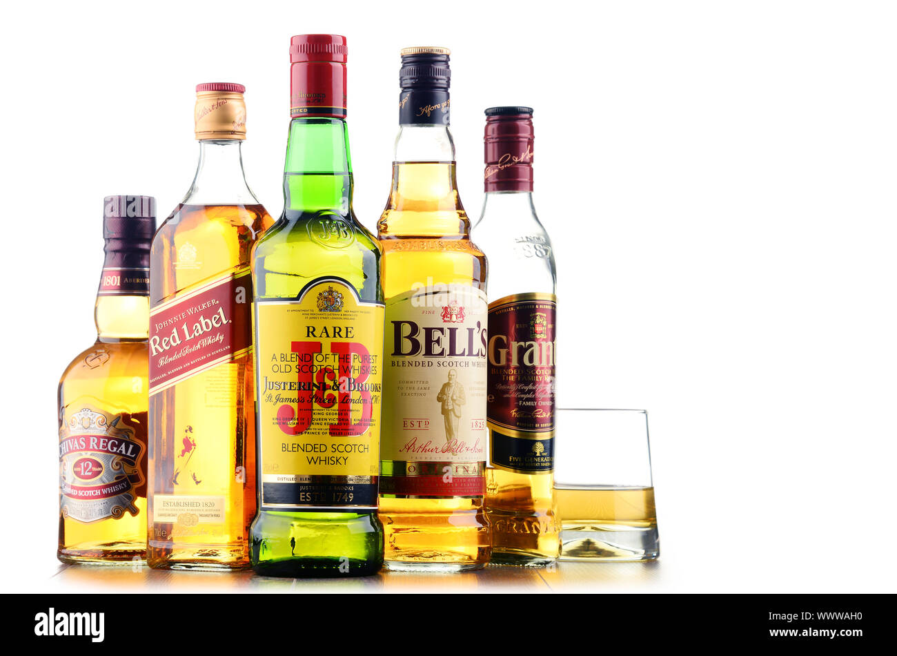 Global brands of whiskey, the most popular liquor in the world Stock