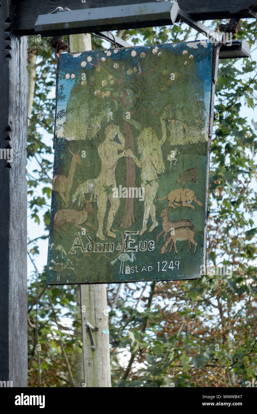 Inn Sign of Adam & Eve Public House, Bishopsgate, Norwich Stock Photo
