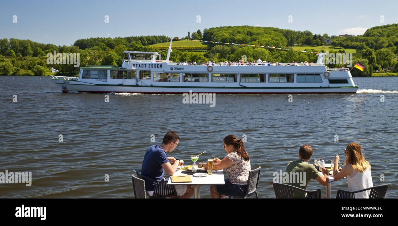 outdoor gastronomy at lake Baldeney, Essen, Ruhr Area, North Rhine-Westphalia, Germany, Europe Stock Photo
