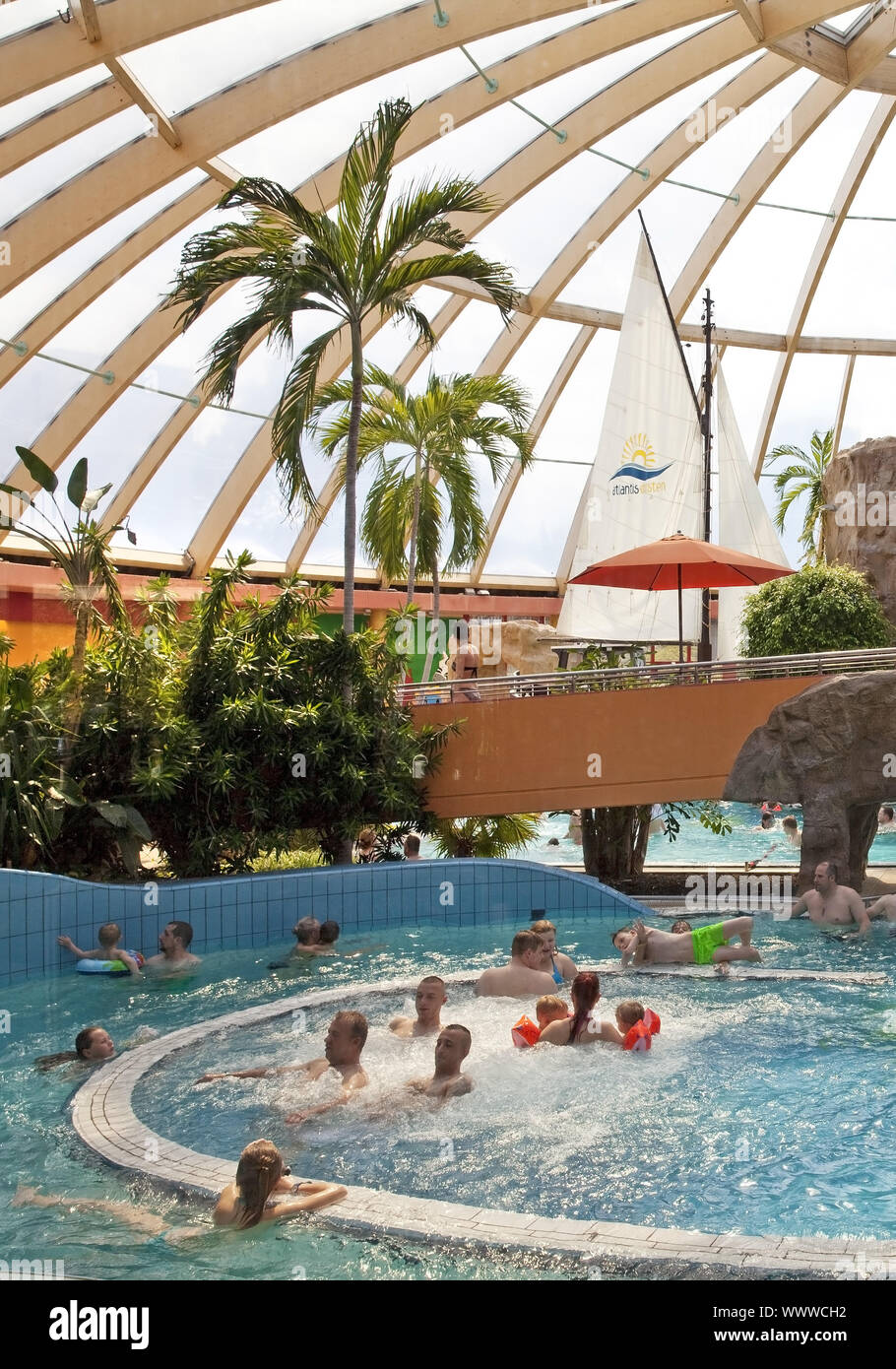 Atlantis, waterpark, swimming pool, Dorsten, Ruhr Area, North Rhine-Westphalia, Germany, Europe Stock Photo
