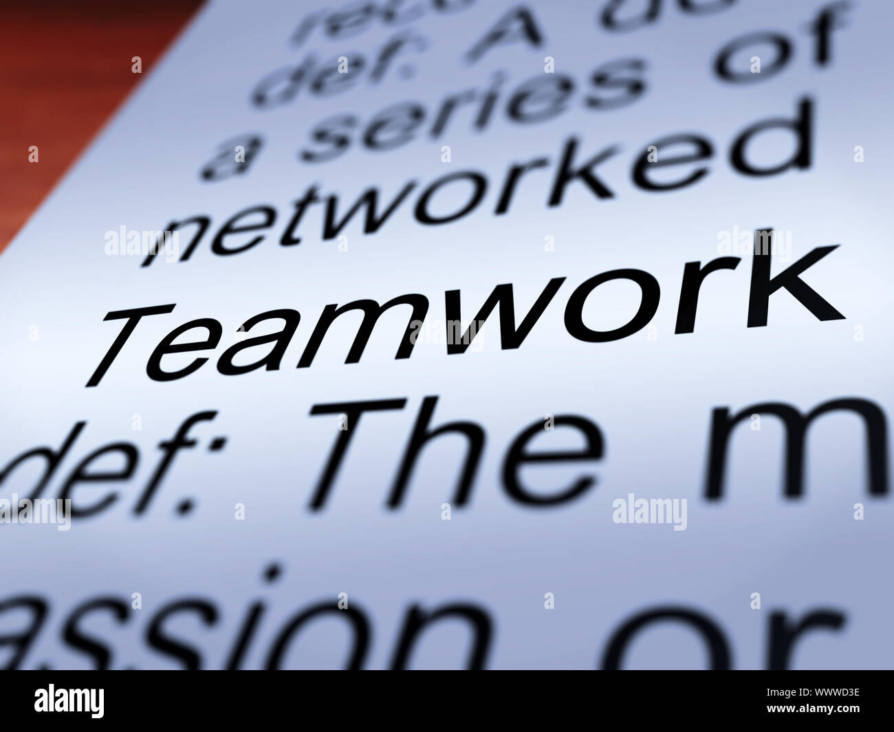 Teamwork Definition Closeup Shows Combined Effort And Cooperation Stock