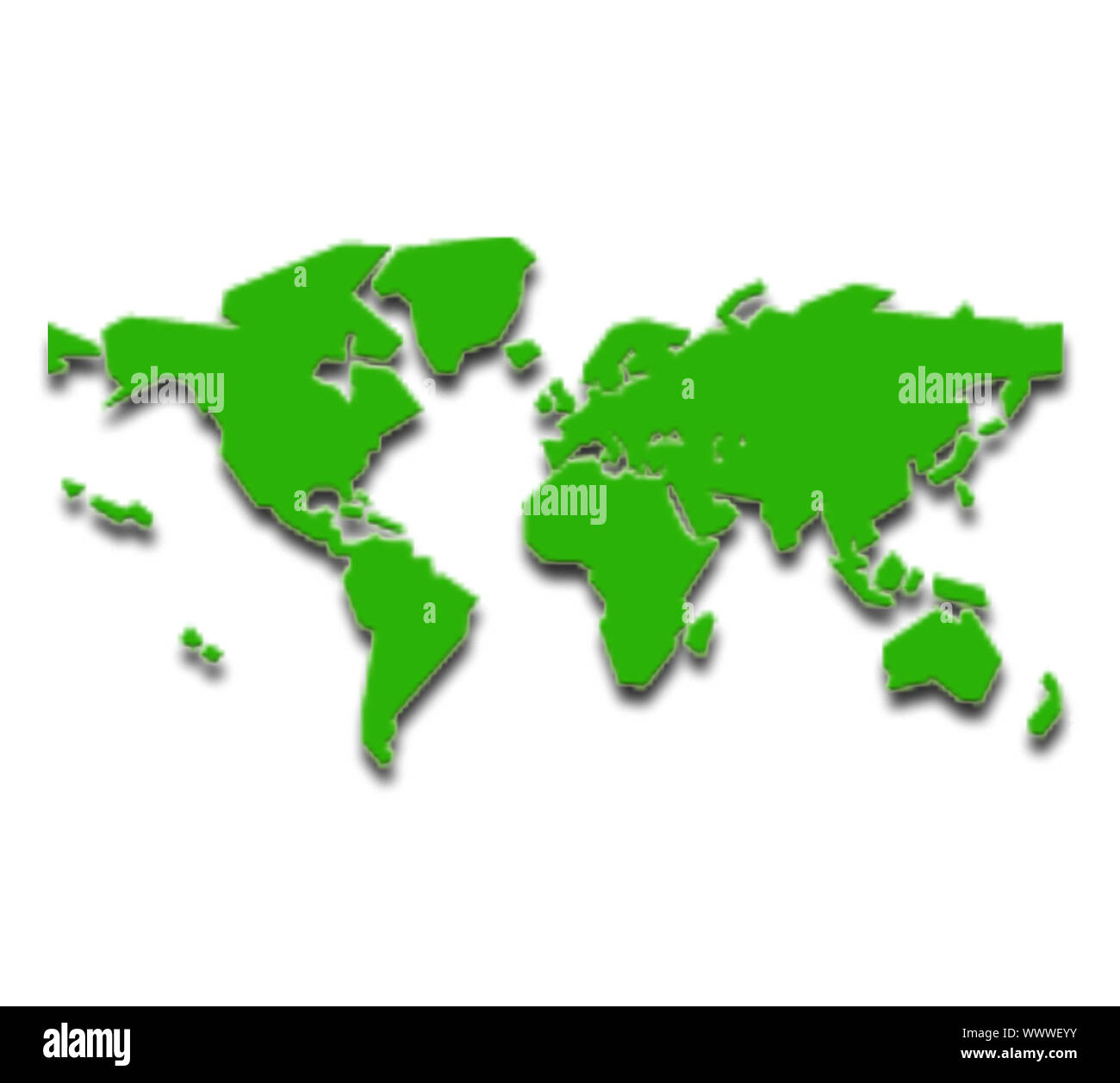 Vector world map isolated over a white background Stock Photo - Alamy