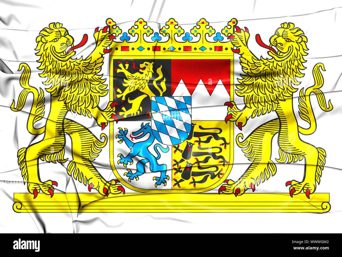 Bavaria Coat of Arms, Germany. 3D Illustration. Stock Photo