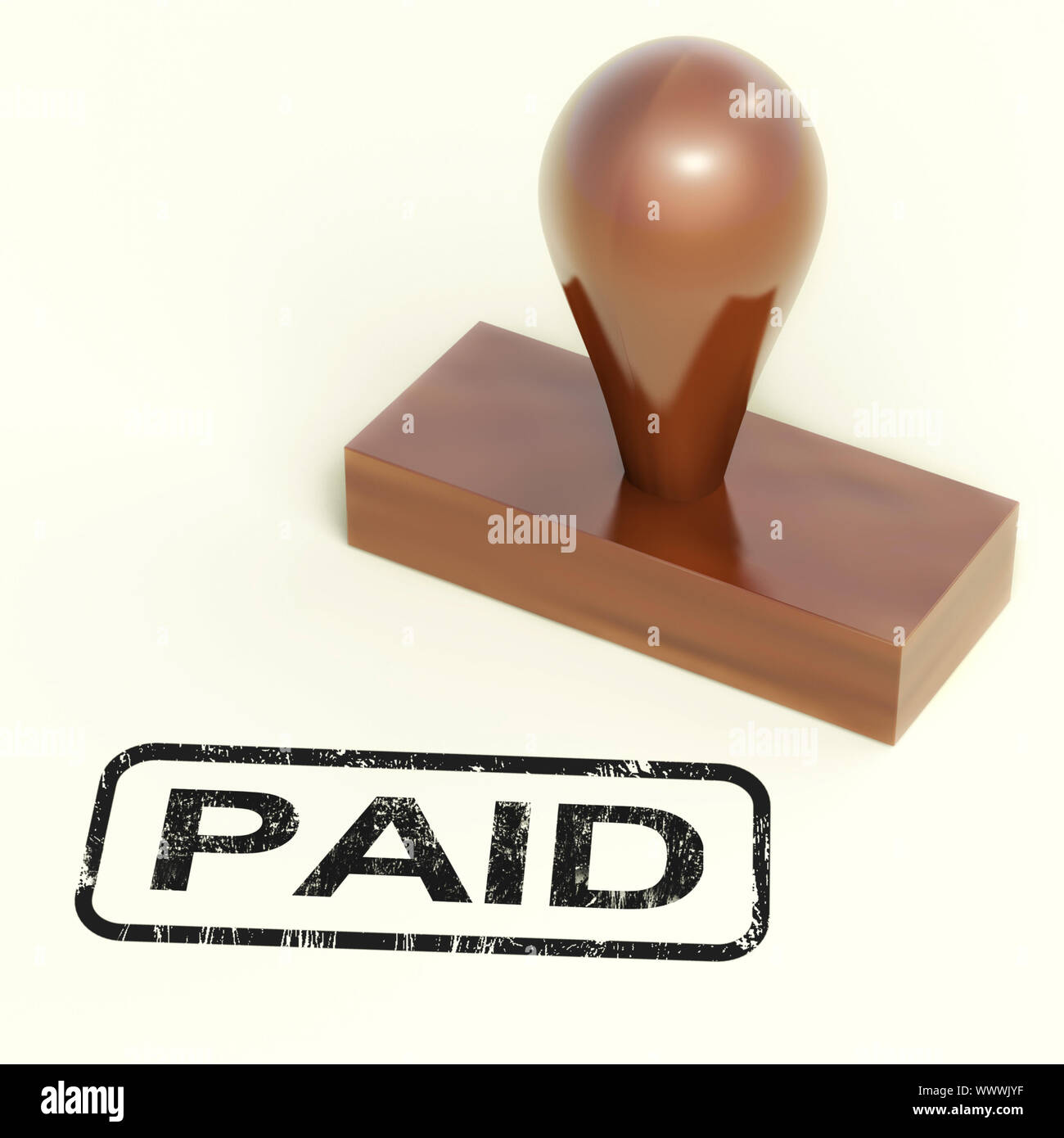 Paid Rubber Stamp Shows Invoice Payment Confirmation Stock Photo - Alamy