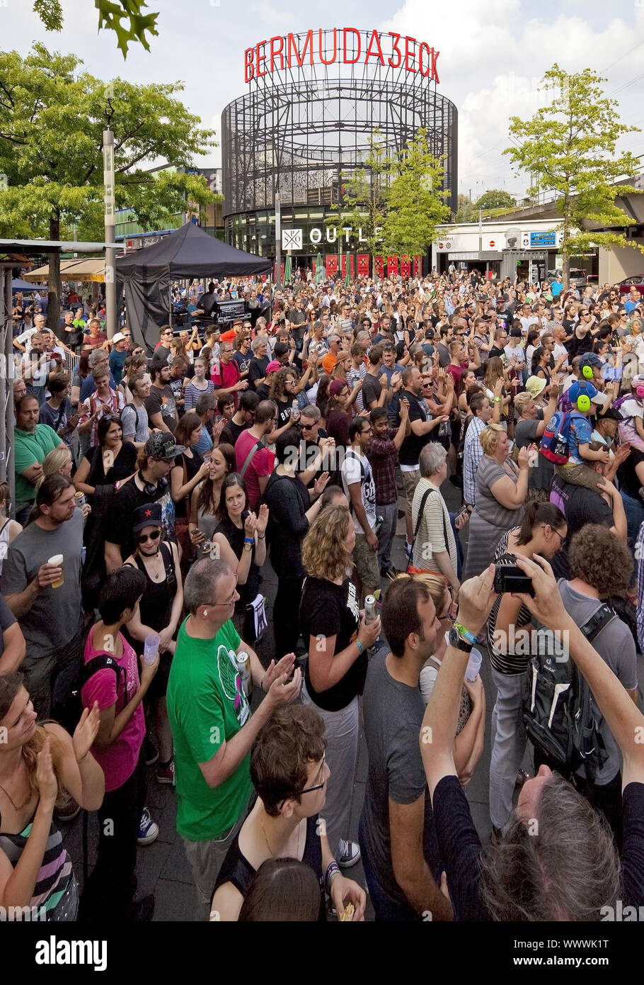 many people by the music festival Bochum Total, Bermudadreieck, Bochum, Ruhr area, Germany, Europe Stock Photo