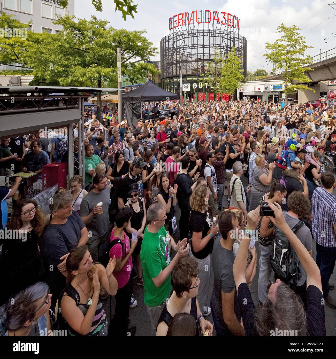 many people by the music festival Bochum Total, Bermudadreieck, Bochum, Ruhr area, Germany, Europe Stock Photo