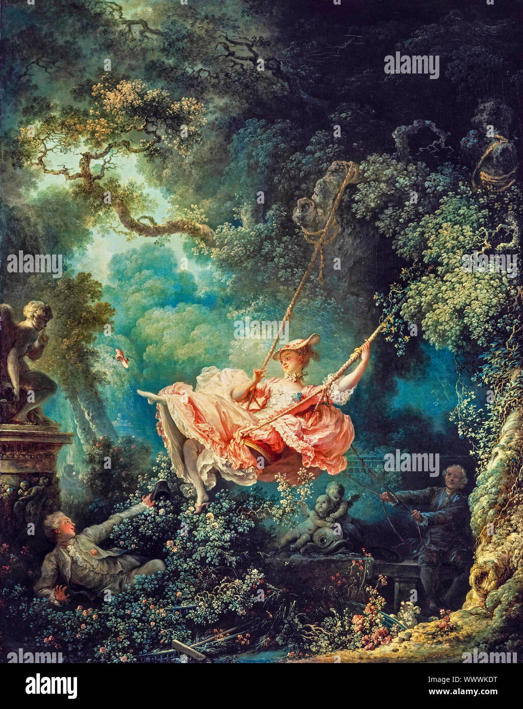 Jean-Honoré Fragonard, The Swing (The Happy Accidents of the Swing), painting, 1767-1768 Stock Photo